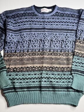 McGregor Sweater Mens Large Multicolor Acrylic Fair Isle Crew Neck Knit Pullover